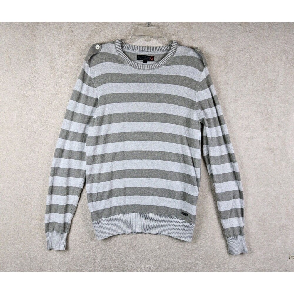 Guess Men's Cotton Striped Long Sleeve Sweater Size M